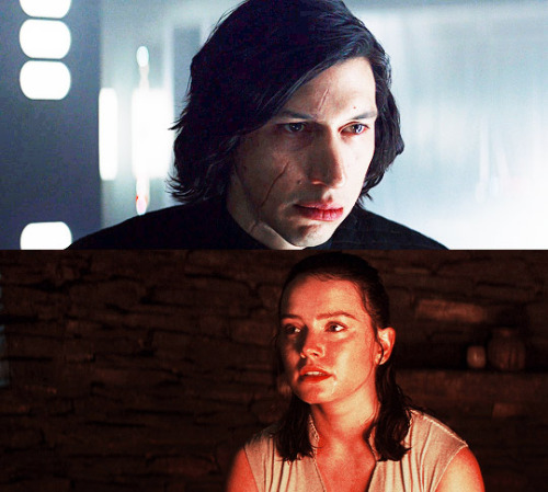 Rey and Ben looking at each other.