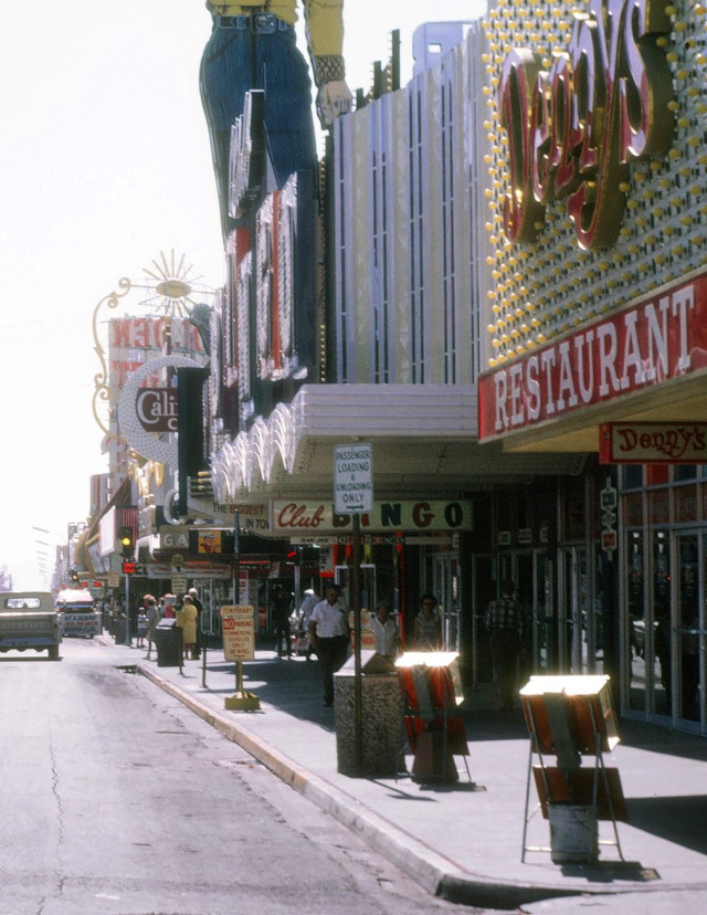 Vintage Las Vegas — Fremont Street, 1967. A Denny’s diner on the...