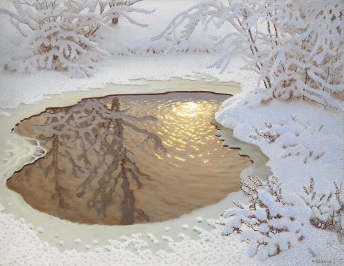 poboh:Vinterlandskap / Winter Landscape, Gustaf Fjæstad....