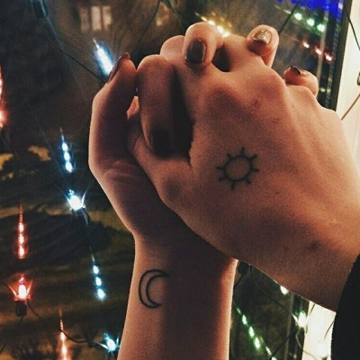 Matching Sun And Moon Couple Tattoo