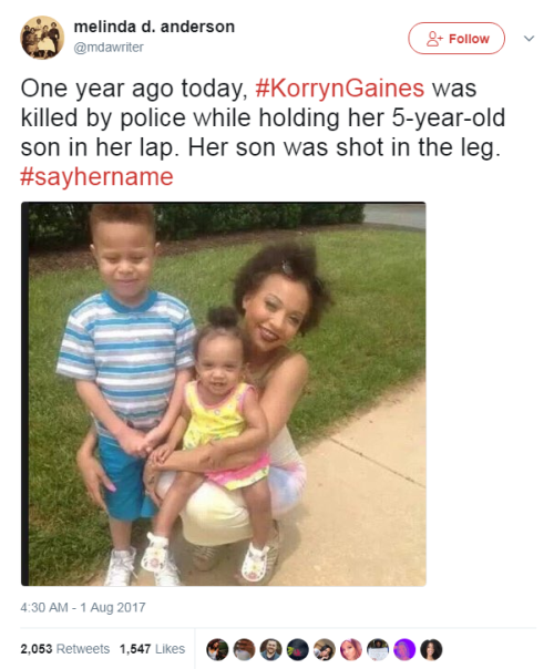 nevaehtyler:On this day last year 23-year-old Korryn Gaines...