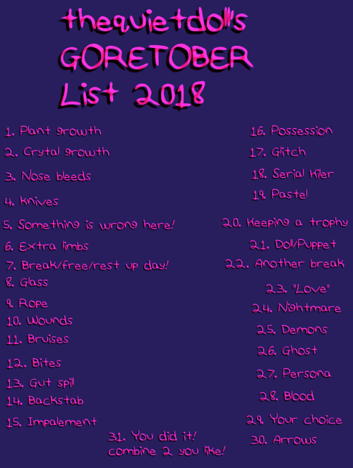 thequietdoll:I got bored of the old one so I made a list for...