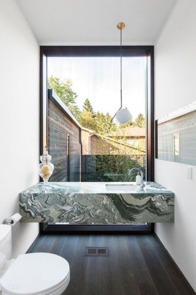 Bathroom with green marble