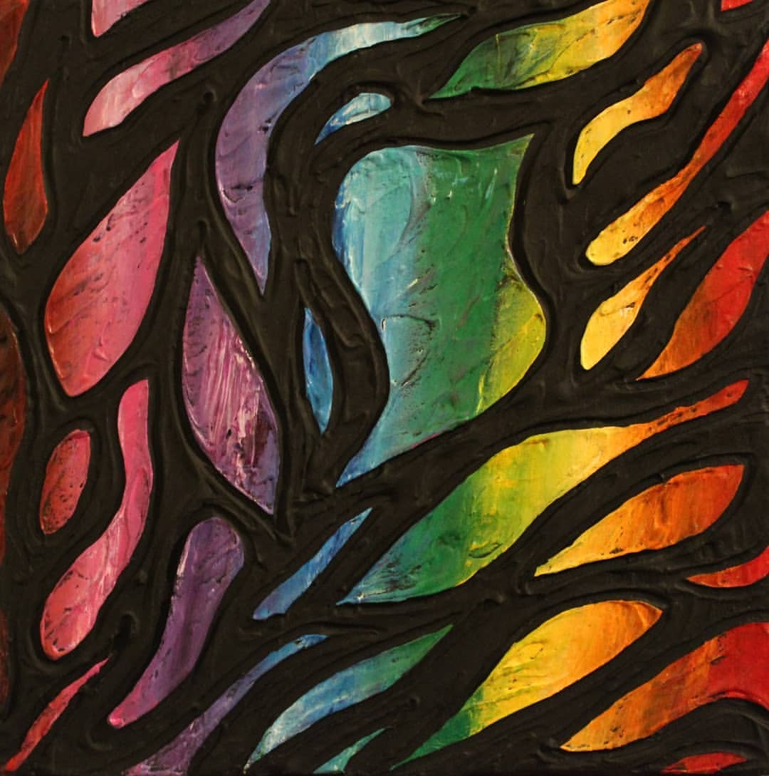 <p>SOLD!! My ‘Fire Flame 2’ 12x12 Mixed Media painting sold during the