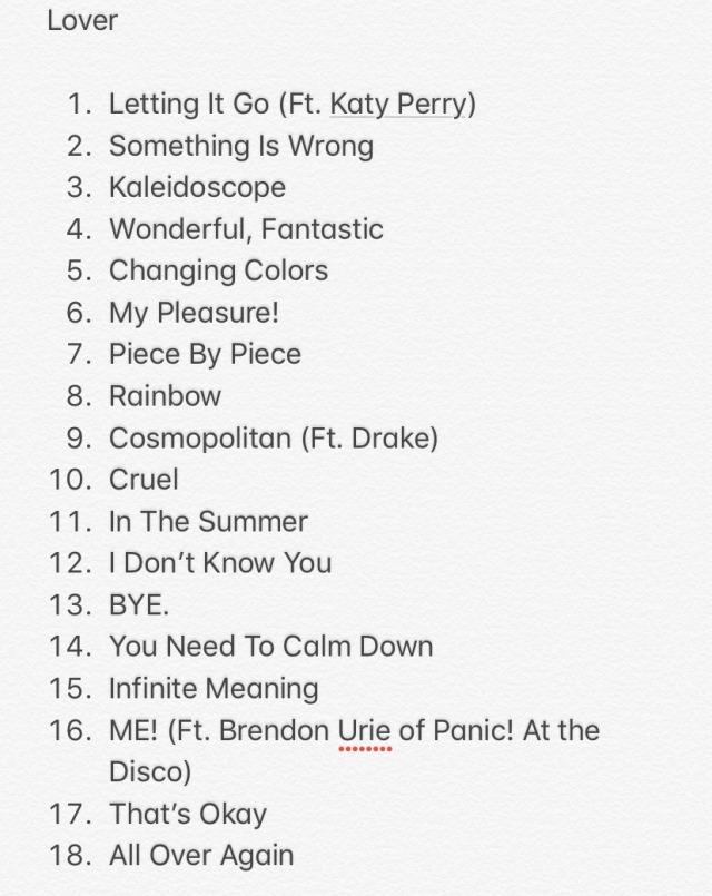 Lover Tracklist Tumblr