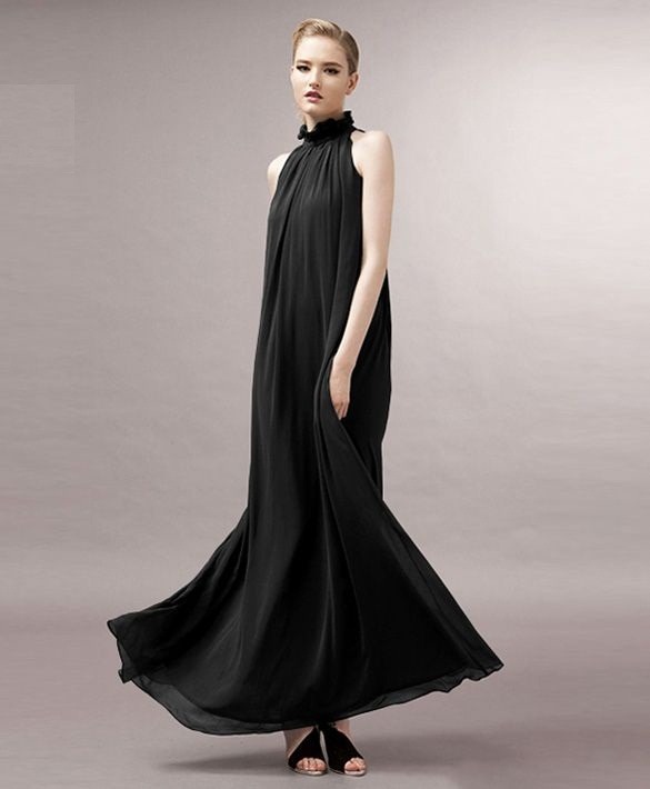 Neutral Nova — $11.70 Ruffled maxi dress in black. Get it »here«...