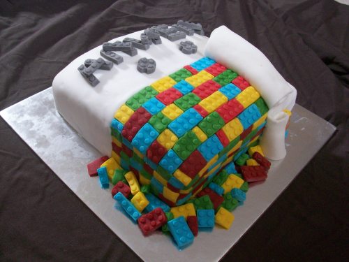 Lego Cake. The cake is a vanilla and dark chocolate marble cake,...