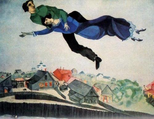 arles-bedroom:Over the town, 1918  The Birthday, 1915     Marc...