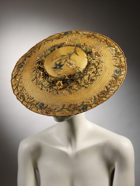 straw hat straw-work embroidered hat 1760s 18th century fashion 18th century hat rococo hat georgian fashion georgian hat fashion history
