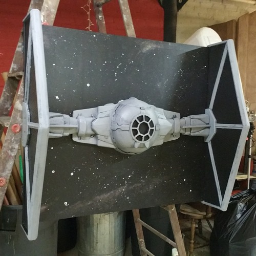 Tiefighter is ready to be hung in the theater lobby for the...