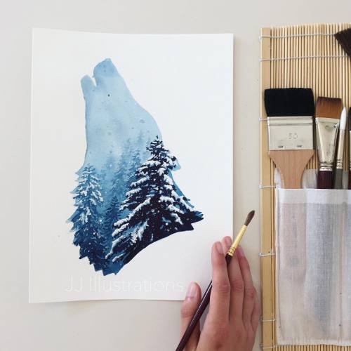 wnq-writers:Surreal Illustrations Fill Wildlife Silhouettes by...