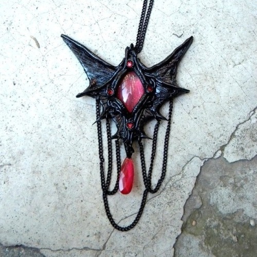 sosuperawesome:Bat and Dragon Wing NecklacesGothic Rosette...