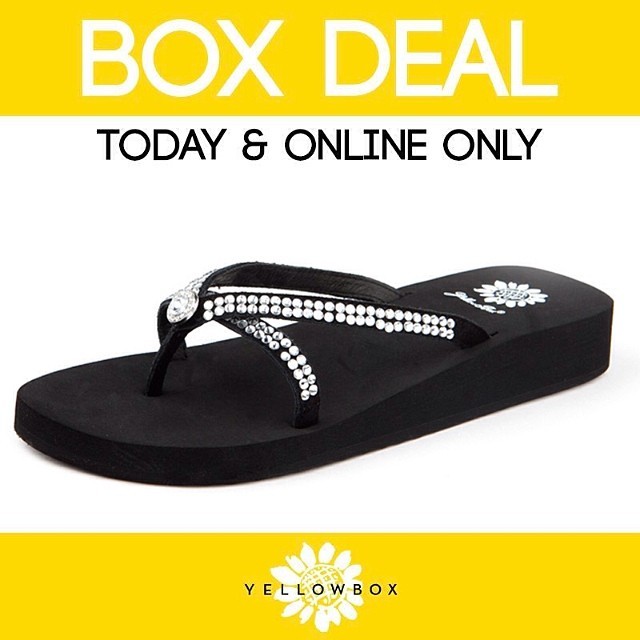 yellow box stormy flip flops