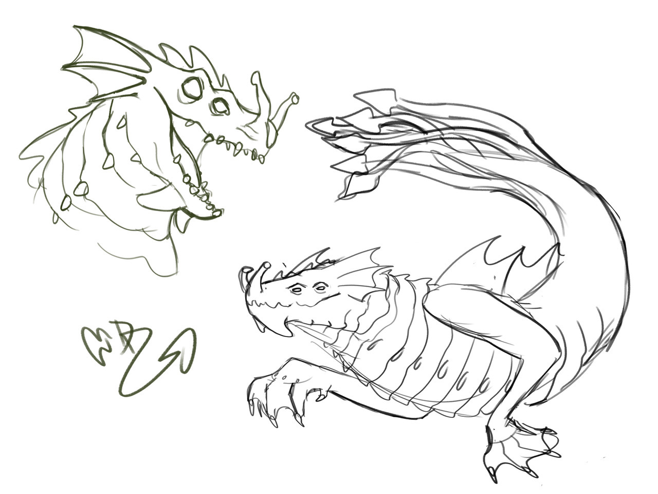 Dragons 'n Doodles — Day 249: Sea Dragon Leviathan Sketches (Request)