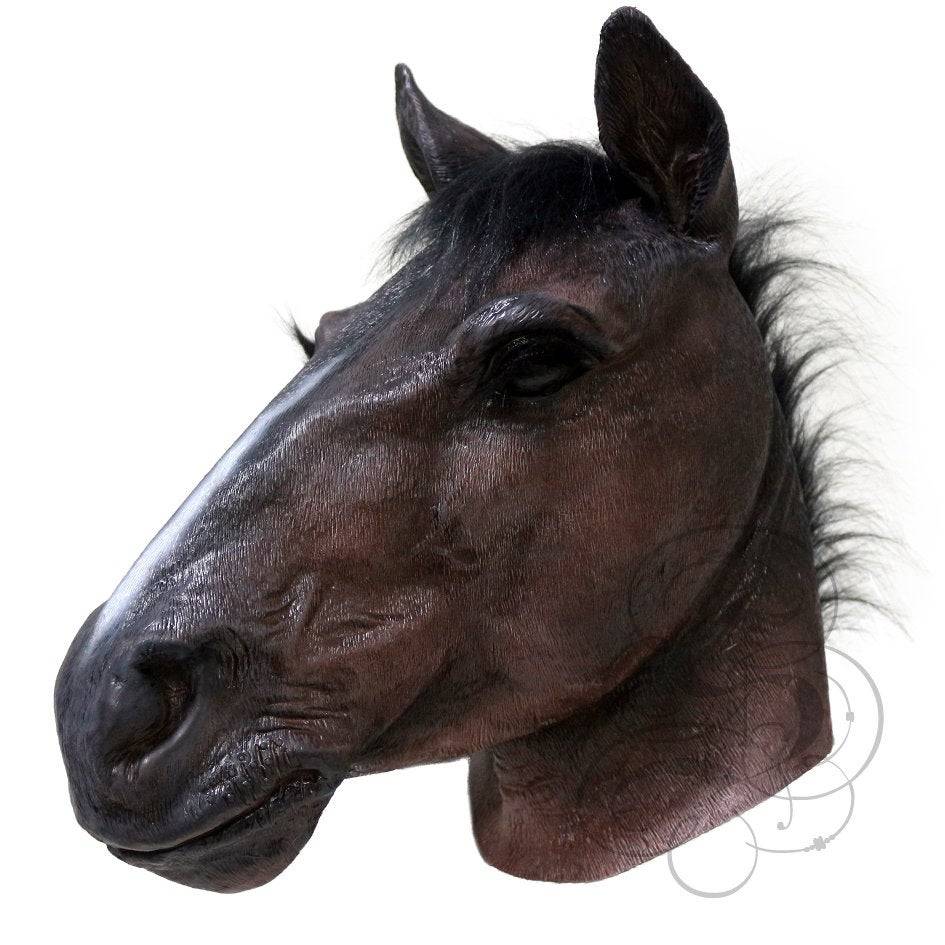 Brown Horse Overhead Mask Fancy Dress Head Costume Rubber Animal Panto