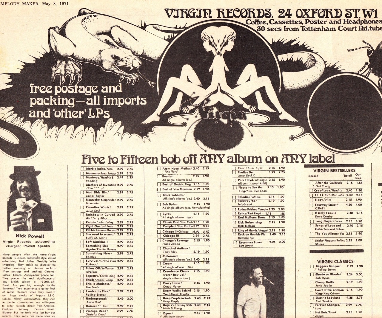 1971 never a dull moment — Virgin Records mail order ad from this ...