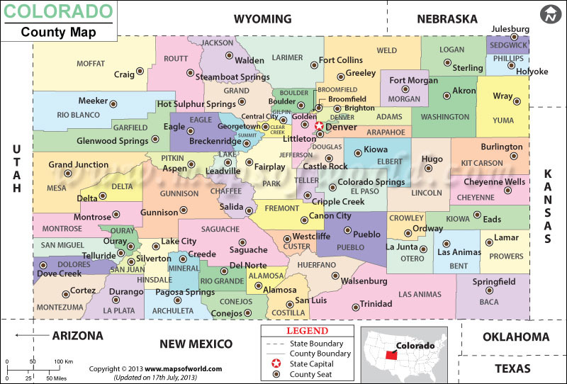 Maps of Worldwide Colorado Counties - Colorado County Map for photo relating to Printable Map of Colorado titled Maps of International Colorado Counties - Colorado County Map for