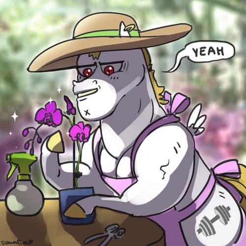 dawnf1re:Bulk Biceps tending to his orchids. Patreon request!