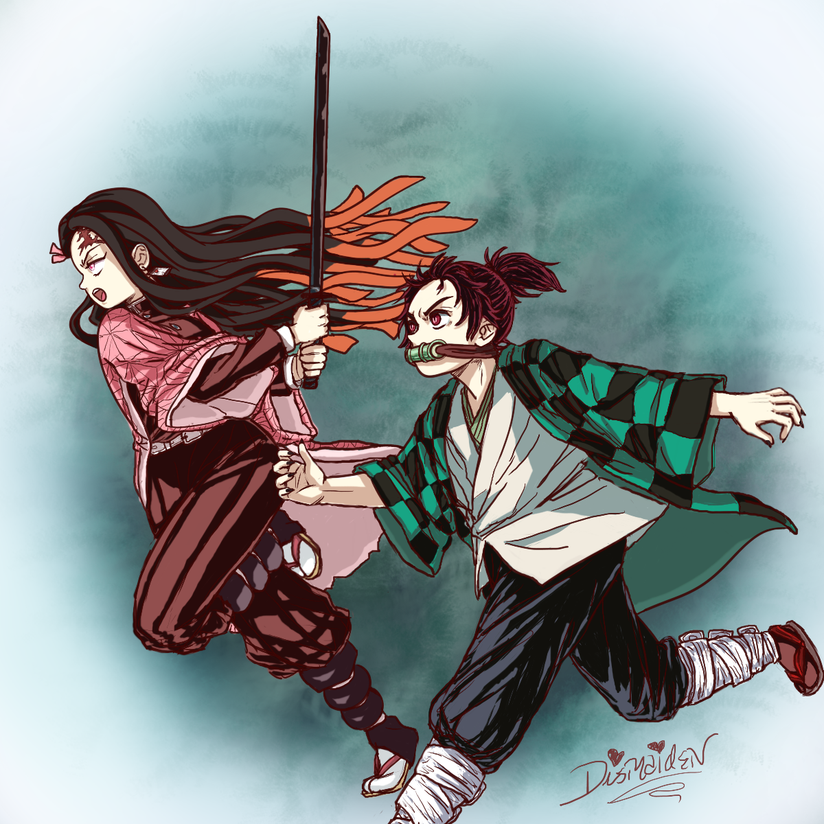 Nezuko relieving tanjiro semidraws. Клинок рассекающий демонов Танджиро. Клинок рассекающий демонов Танджиро демон. Клинок рассекающий демонов Танджиро и Незуко. Клинок рассекающий демонов ау Танджиро демон.