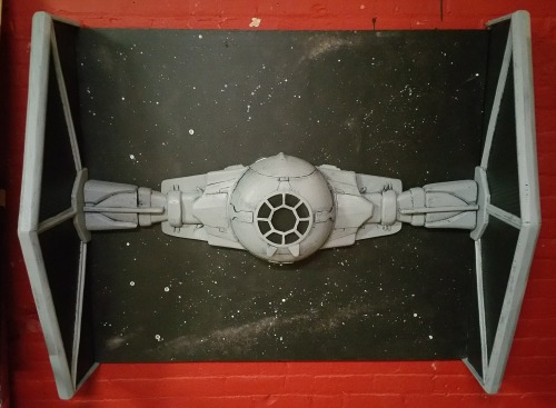 Tiefighter is ready to be hung in the theater lobby for the...