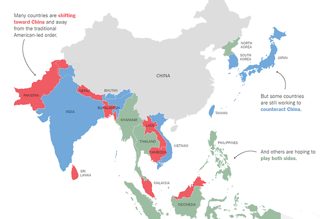 Map depicting which Asian countries are shifting... - Maps on the Web