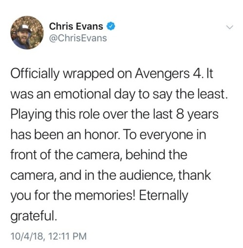 nochillrogers:I’m actually crying. Can’t imagine Chris not being...