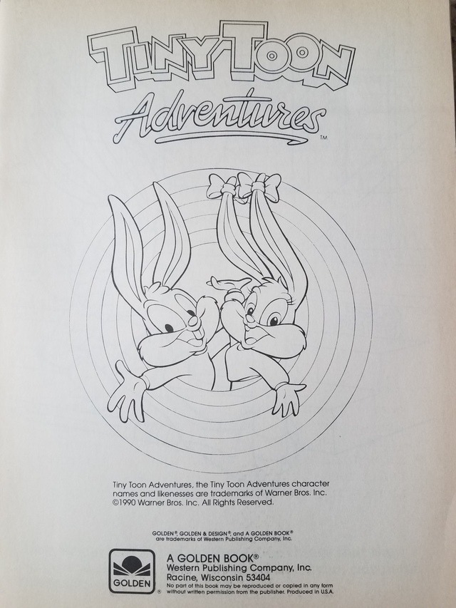 Rugdog's Fanzone — Vintage 1990 Tiny Toon Adventures coloring book...