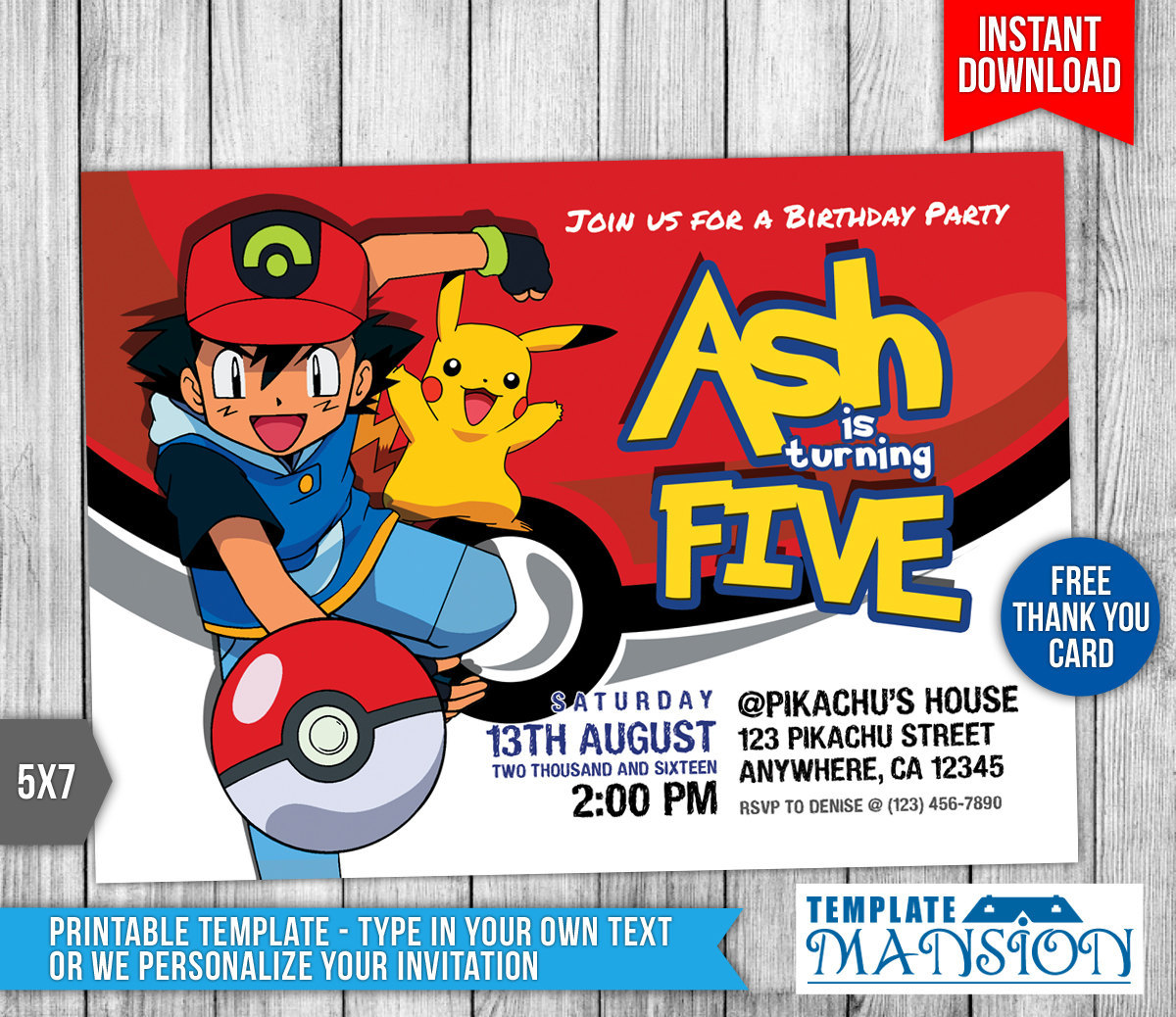 Download Birthday Invitation Templates, Pokemon Invitation, Pokemon