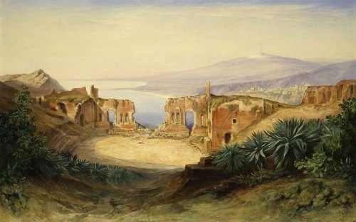 lionofchaeronea:Taormina and Mount Etna, Edward Lear, 1882