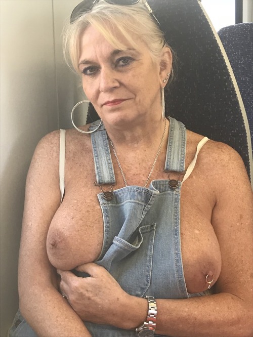 sexysueuk:Dirty slut Sue flashing on a train to LondonMeet...