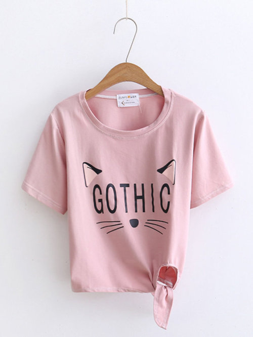 momoiro-megane:Fashion Print T-shirt with assorted colours and...