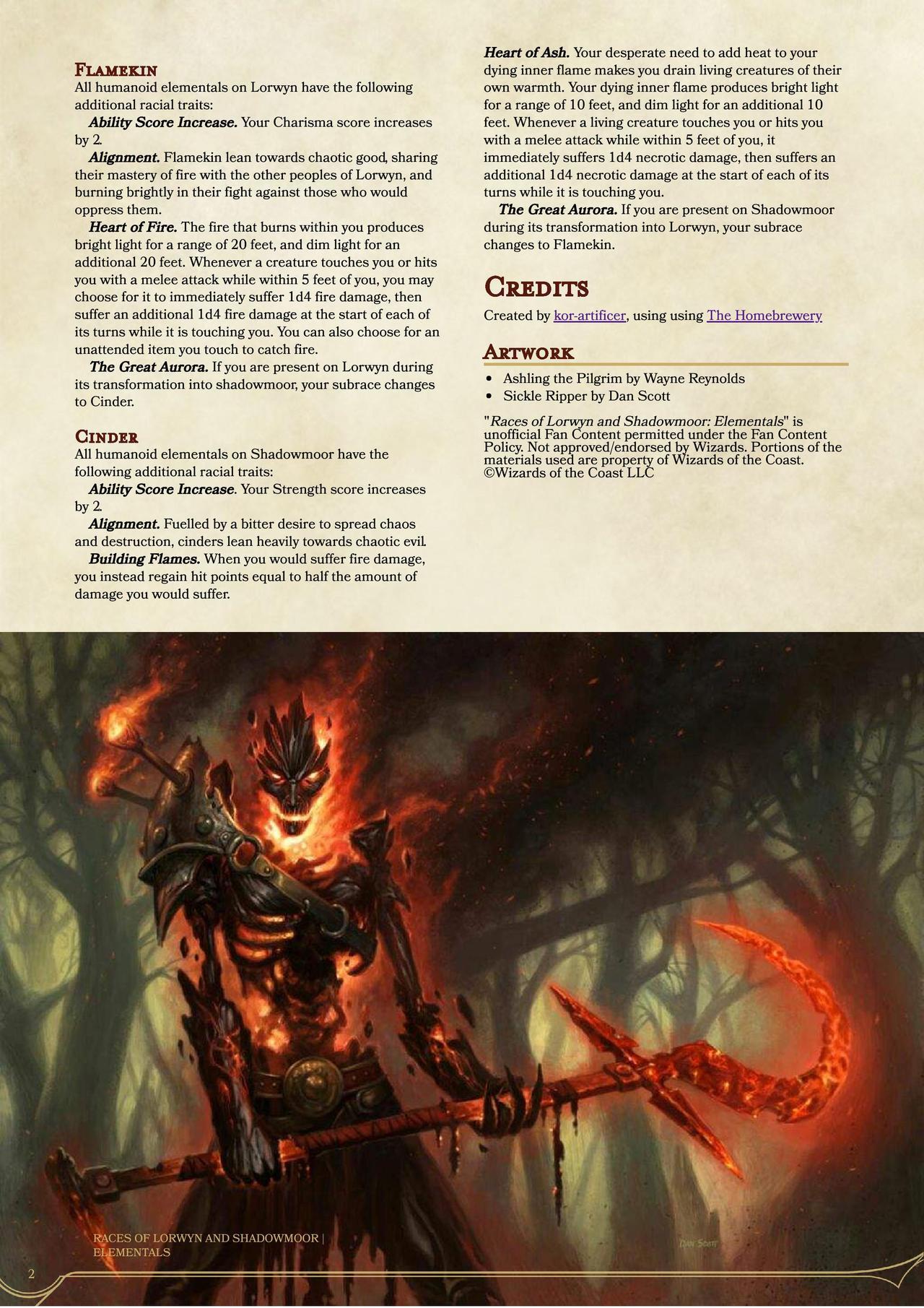 Kor Artificer D&D Homebrew — Races of Lorwyn & Shadowmoor - Elementals...