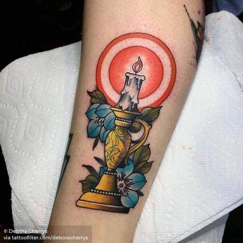 By Debora Cherrys, done at 2018 No Limits Tattoo Expo, Queens.... candle;deboracherrys;facebook;leg;lighting;medium size;neotraditional;other;twitter