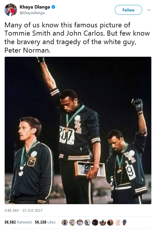 And the utterly ironic thing is I’ve seen repeated tumblr posts of that iconic photo absolutely slagging the shit out of Peter Norman as “lol white guy so uncomfortable”   “Why the fuck isn’t he...