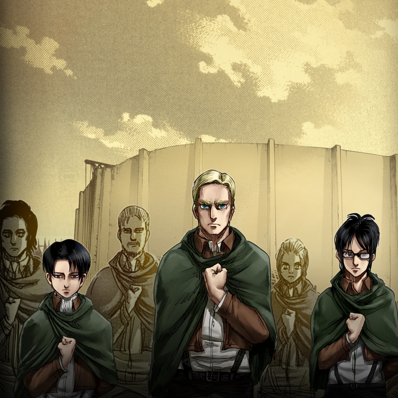 BFFs Levi, Erwin, Hange, chilling at the wall ☺️ (ps. I made this into a  reel with that Ymir starry skies music) : r/ShingekiNoKyojin