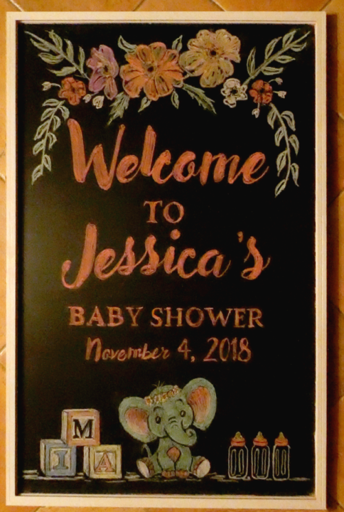 George Matthaei : I created this chalk board for a Baby Shower. The...