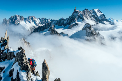 Approach & climb in the Vallee Blanche, Chamonix.