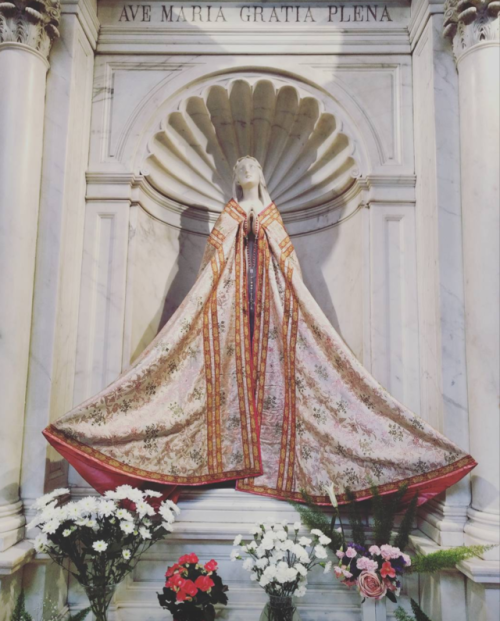 allaboutmary:The altar of Our Lady of Lourdes, decorated for the...