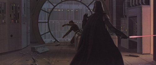 talesfromweirdland:Luke confronts Darth Vader. Ralph McQuarrie...