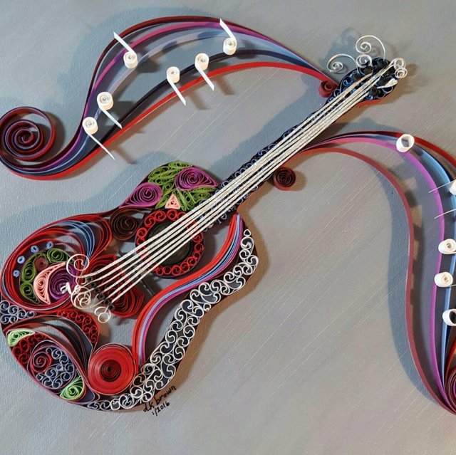 DKBrownCreations — Customized quilled guitar wall art