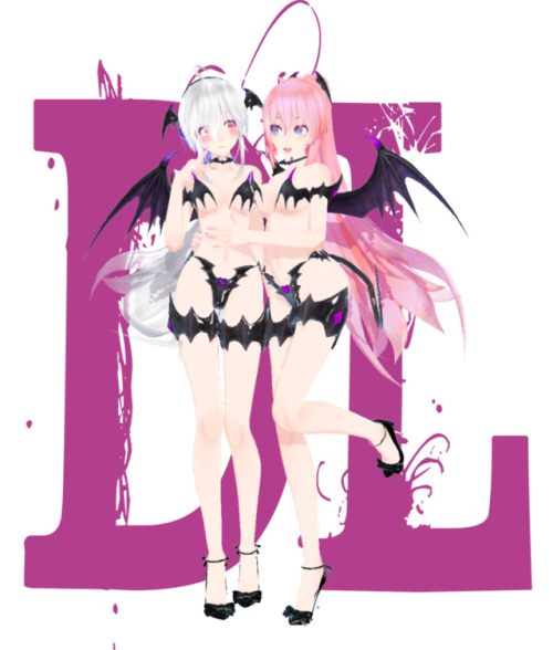 Gray hair is Haku and pink hair is Luka there succubuses