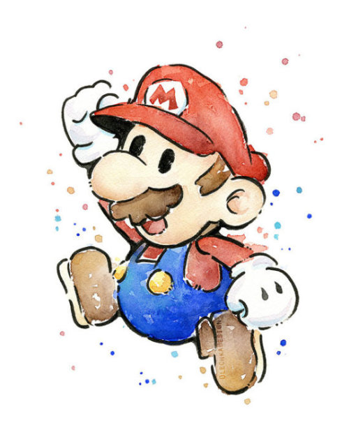 retrogamingblog:Super Mario Watercolors made by OlechkaDesign