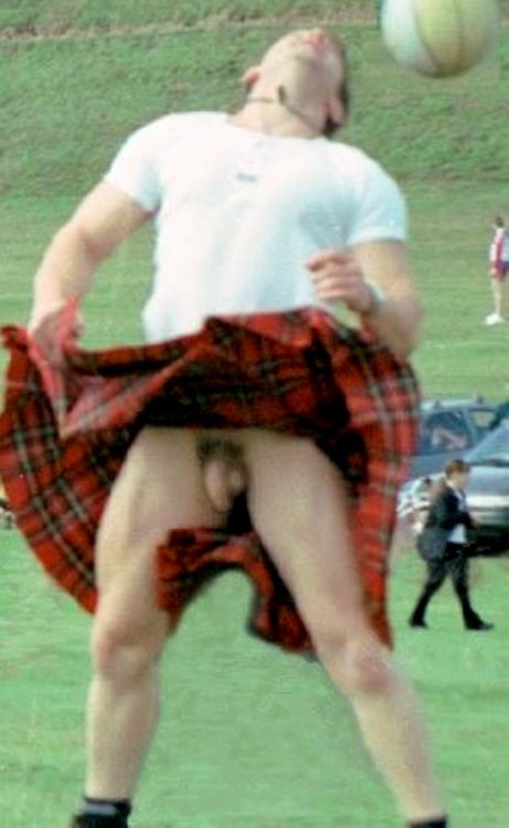 Flashing men in kilts