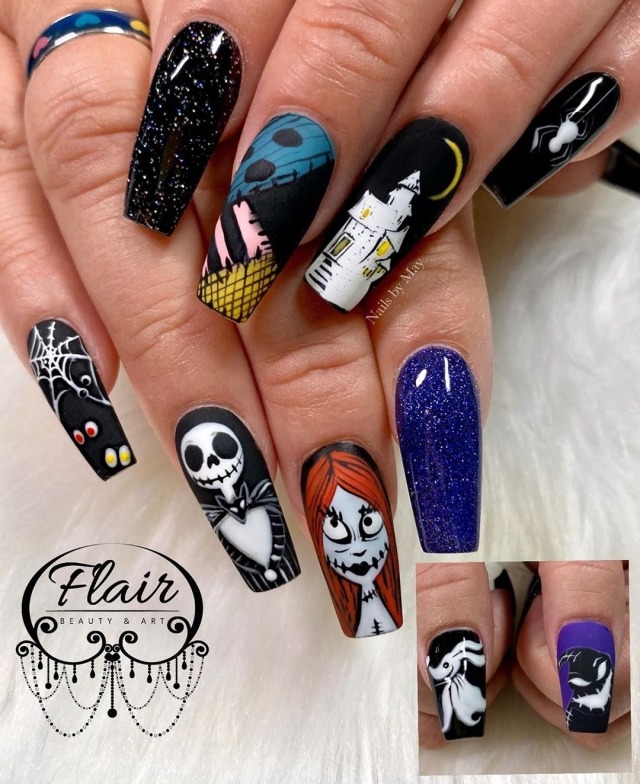 the nightmare before christmas nail art | Tumblr