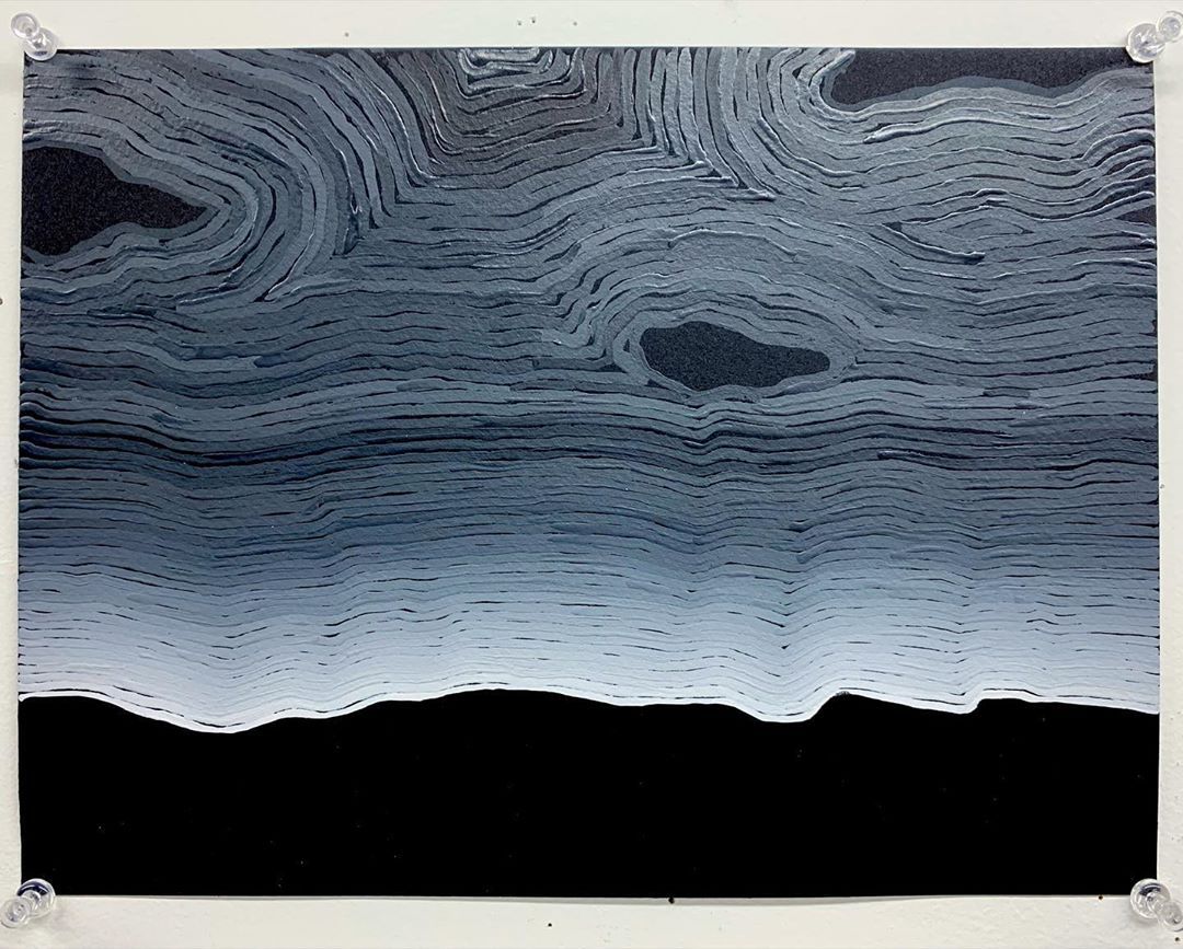 Untitled (Skyscape) acrylic and flashe on acid free cotton cold press paper, 12” x 9” 2020 #workonpaper #painting #acryliconpaper #contemporaryart #comtemporarypainting #contemporaryartist #chicagoartist #jamesjankowiak #skyscape #landscape