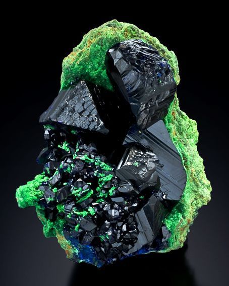 bonesnail:mineralists:Azurite on Arsentsumebite.Tsumeb mine,...