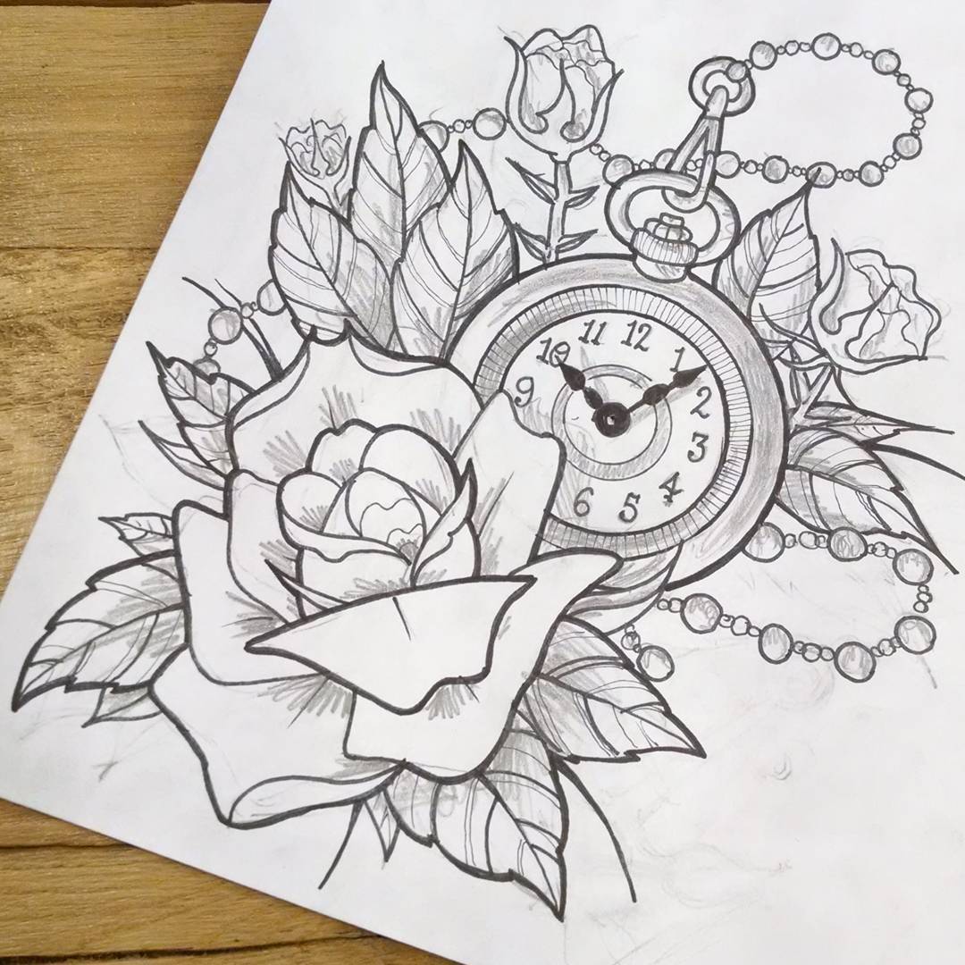 Featured image of post Line Drawing Pocket Watch Tattoo Stencil I also added the chain in for more detail