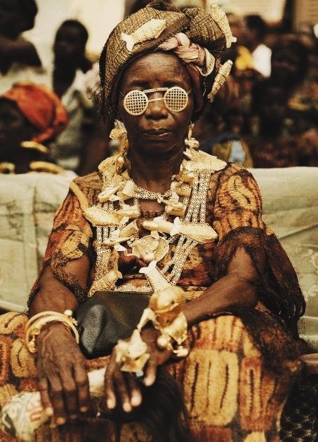 awakonate:Elderly woman attending Akan ceremony in Cape Coast,...