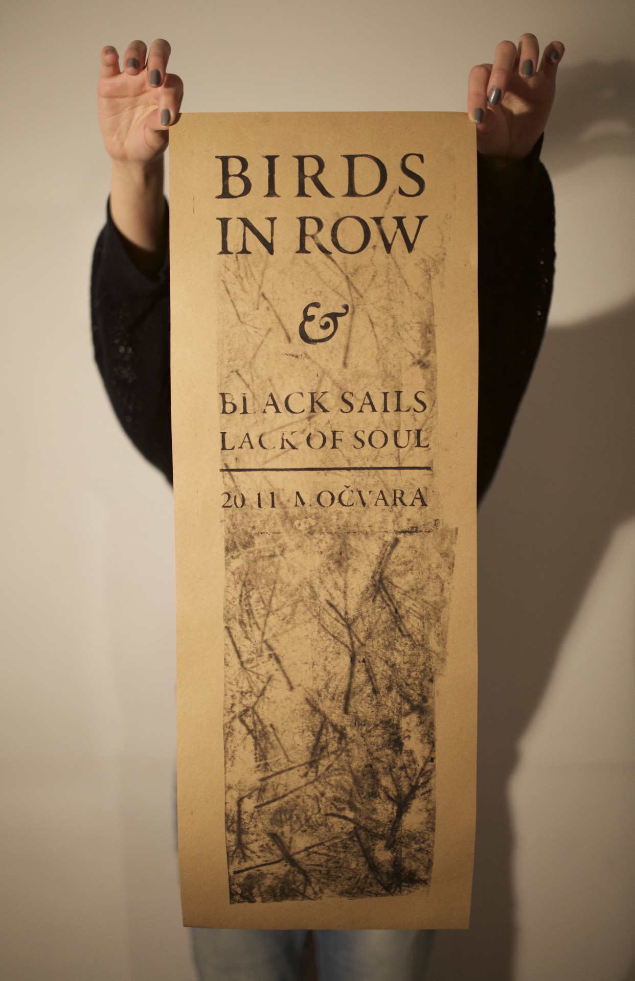 oil color print on 120 g/m2 paper concert // Birds in row / Black Sails / Lack of Soul // Klub Močvara