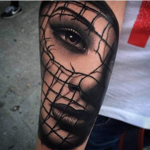 By Samuel Rico, done at Shany Tattoo, Aranjuez.... black and grey;big;women;facebook;twitter;samuelrico;portrait;inner forearm;other